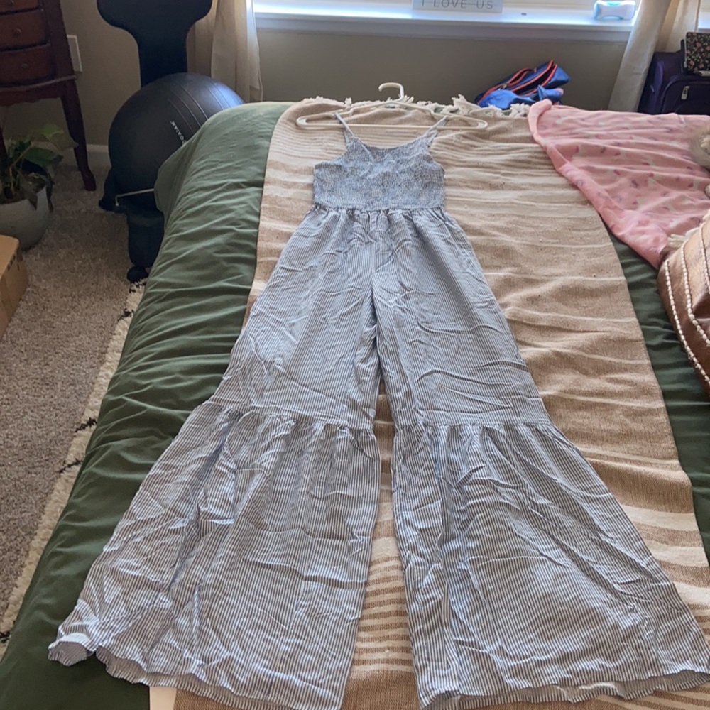 Japna Blue Striped Jump Suit